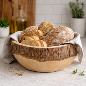 Chunky Artisan Live-Edge Wooden Bowl