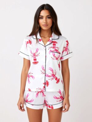 Playful Lobster Print Pajama Set